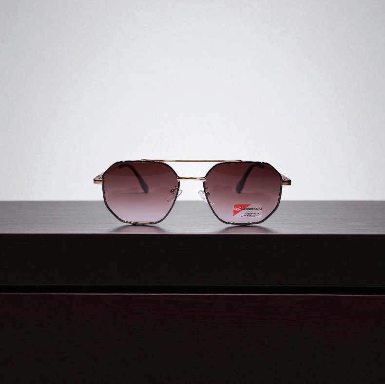 Swiss Nova LuxeShade HexaFrame Sunglasses – Gradient Brown Lens