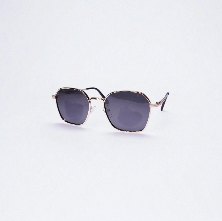 Timeless Gold-Frame Geometric Sunglasses with Polarized Black Lenses