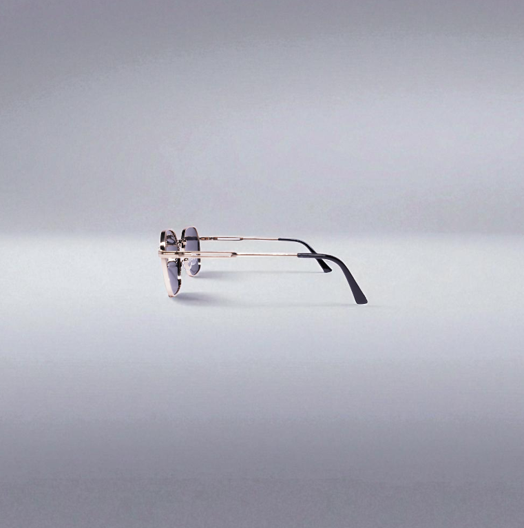 Timeless Gold-Frame Geometric Sunglasses with Polarized Black Lenses