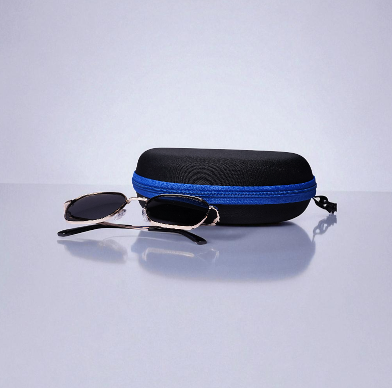 Timeless Gold-Frame Geometric Sunglasses with Polarized Black Lenses